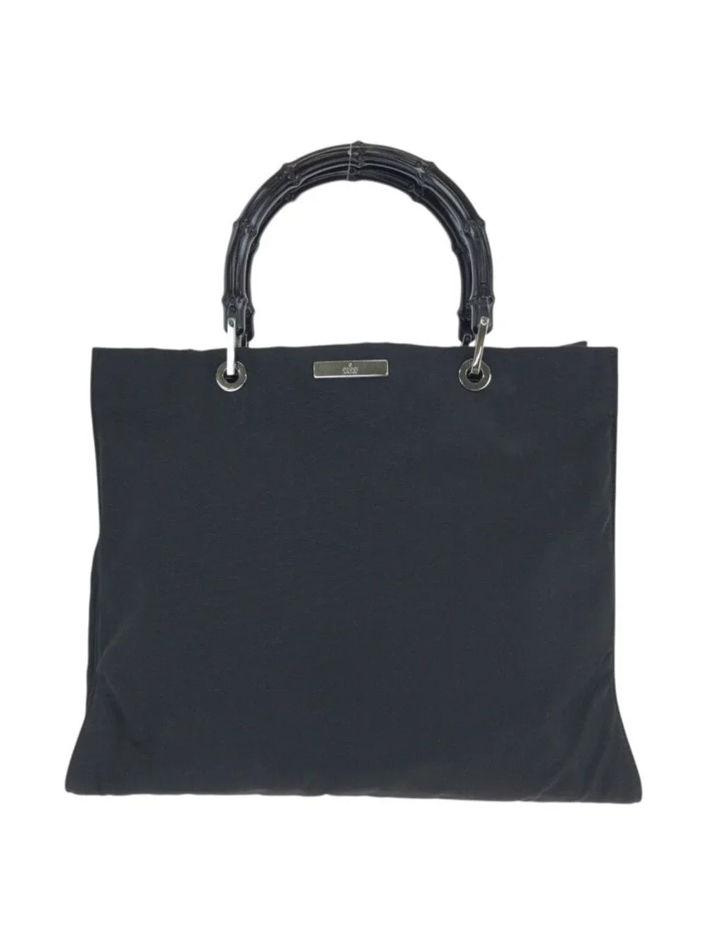 Gucci Bamboo Black Silver Nylon 002 Tote